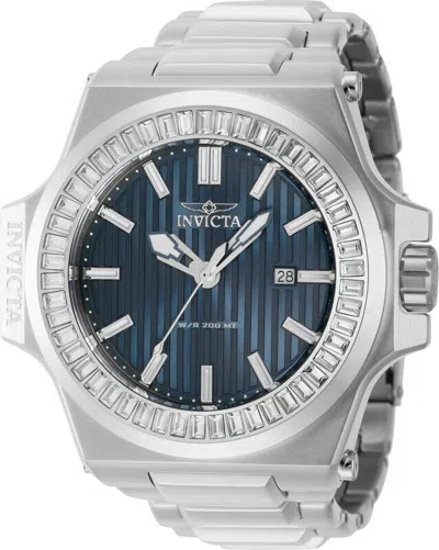 Pre-owned Invicta Akula 43380 Blue Dial Crystal Accent Men's Stainless Steel Watch - 58mm