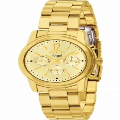 Invicta Angel Chronograph Gold Dial Gold-tone  Ladies Watch 12551 In Gold / Gold Tone