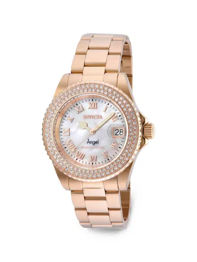 Invicta Angel Crystal-bezel 40mm Watch In Gold