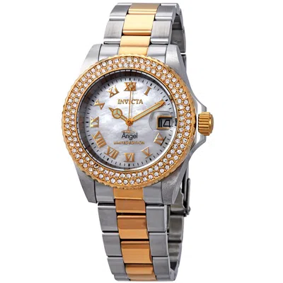 Invicta Angel Mother Of Pearl Dial Ladies Two Tone Watch 24616 In Yellow/mother Of Pearl/two Tone/silver Tone/gold Tone