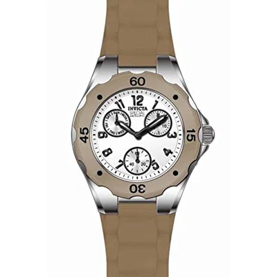 Invicta Angel Multi-function White Dial Brown Silicone Ladies Watch 18794 In Black / Brown / White