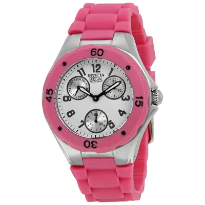 Invicta Angel Multi-function White Sunray Dial Pink Silicone Ladies Watch 18791