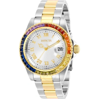 Invicta Angel Quartz Silver Dial Two-tone Ladies Watch 29665 In Red /  /  Two Tone  / Gold Tone / Pink / Silver / Yellow