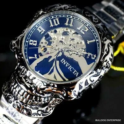 Pre-owned Invicta Artist Skull Automatic Skeletonized Stainless Steel 50mm Watch