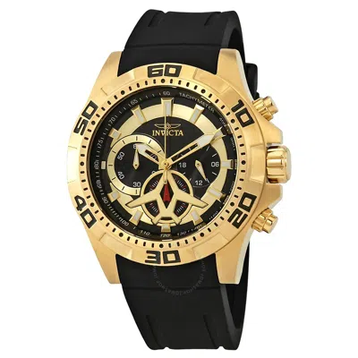 Invicta Aviator Black Carbon Fiber Dial Black Polyurethane Men's Watch 21738 In Black / Gold Tone