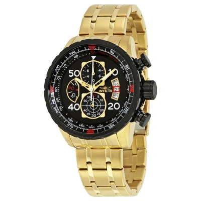 Invicta Aviator Chronograph Black Dial Gold-plated Men's Watch 17206