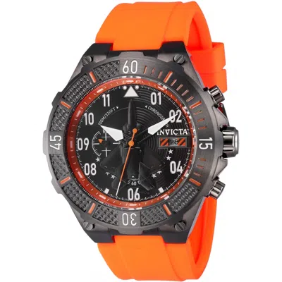 Invicta Aviator Chronograph Date Quartz Black Dial Men's Watch 39896 In Black / Gun Metal / Gunmetal / Orange