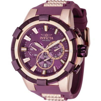 Invicta Aviator Chronograph Gmt Quartz Light Purple Dial Men's Watch 40661 In Pink