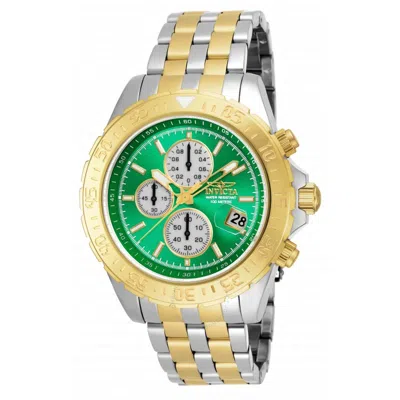 Invicta Aviator Chronograph Green Dial Two-tone Men's Watch 18853 In Two Tone  / Gold Tone / Green / Skeleton / White / Yellow