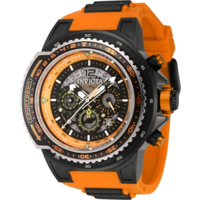 Invicta Aviator Crosswind Chronograph Gmt Quartz Black Dial Men's Watch 44346 In Orange