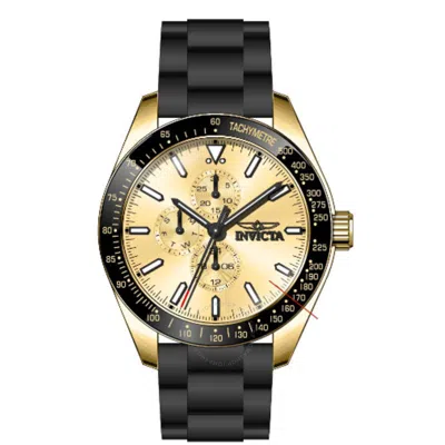 Invicta Aviator Gmt Gold-tone Dial Men's Watch 38405 In Black