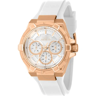 Invicta Aviator Gmt Quartz White Dial Ladies Watch 37301 In Gold