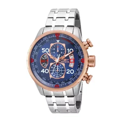 Invicta Aviator Mens Chronograph Silver Tone Stainless Steel Bracelet Watch 17203 In Metallic