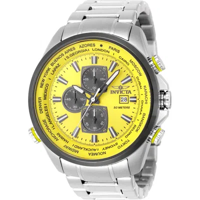 Invicta Aviator World Time Chronograph Bracelet Watch, 50mm In Yellow