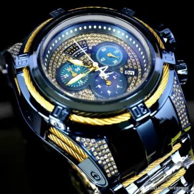 Pre-owned Invicta Bolt Zeus Blue Label 1.31 Ctw Diamond Swiss Mvt Steel 52mm Watch