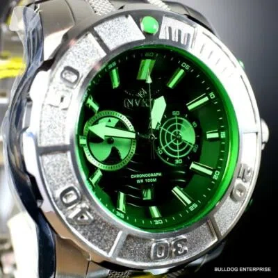 Pre-owned Invicta Coalition Forces Sonar Radar Stainless Steel Green 58mm Chronograph