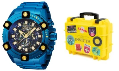 Pre-owned Invicta Coalition Men's 64mm Abalone Dial Watch With 3 Slot Collector Case 35977