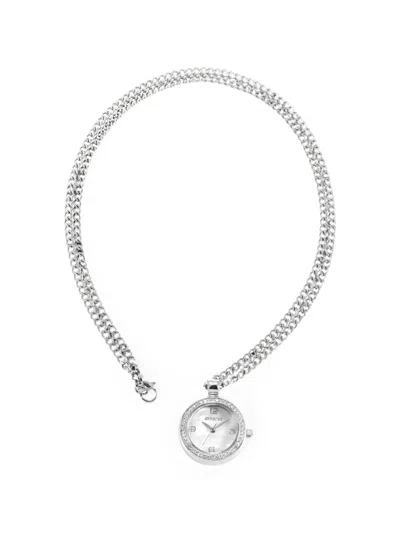 Invicta Crystal-embellished 22.5mm Necklace Watch In Silver