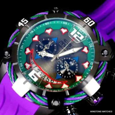 Pre-owned Invicta Dc Comics Joker Bolt Limited Edition 50mm Purple Chronograph Watch