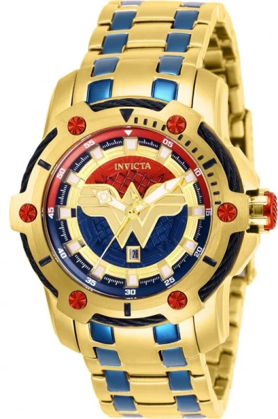 Pre-owned Invicta 39mm Limited Edition Dc Comics Wonder Women Bolt 18k Gold Plated Watch