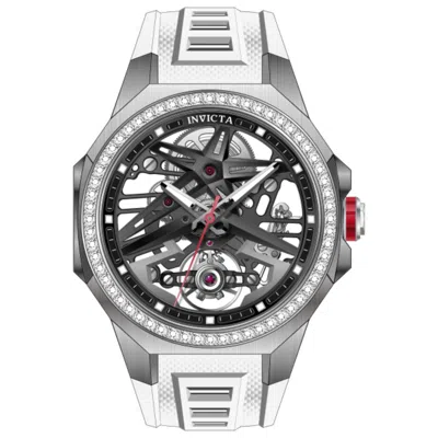 Invicta Diamond Skeleton Automatic Watch In Silver