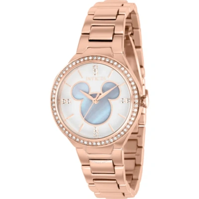 Invicta Disney Limited Edition Mickey Mouse Quartz Crystal White Dial Ladies Watch 36353 In Gold