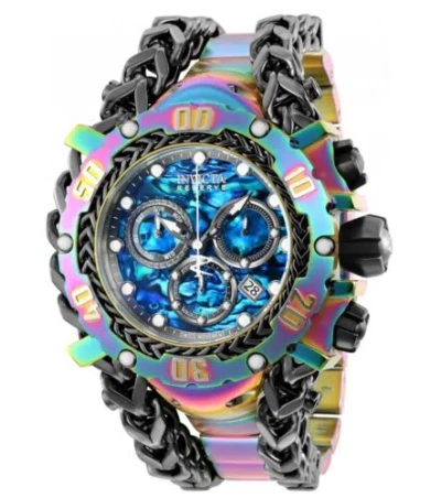 Pre-owned Invicta Gladiator Men's 55mm Blue Abalone Iridescent Swiss Chrono Watch 38376