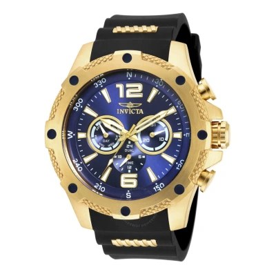 Invicta I-force Multi-function Blue Dial Black Polyurethane Men's Watch 19659 In Black / Blue / Gold / Gold Tone