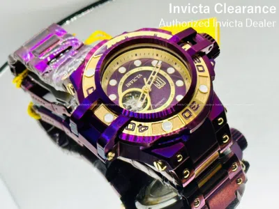 Pre-owned Invicta Jason Taylor Jt Purple Dial Automatic Men's Bracelet Cage Diver Watch
