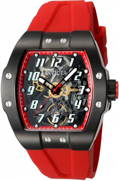 Pre-owned Invicta Jm Correa Transparent Red Dial Automatic Silicone Band Men's Watch
