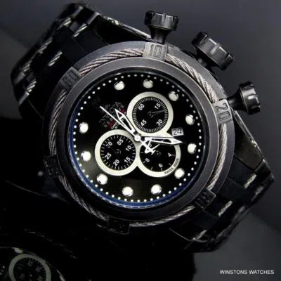 Pre-owned Invicta Jt Reserve Bolt Zeus Swiss Made Chrono 52mm Black Distressed Watch