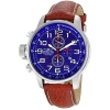 INVICTA INVICTA LEFTY CHRONOGRAPH BLUE DIAL STAINLESS STEEL BROWN LEATHER BAND UNISEX WATCH 3328