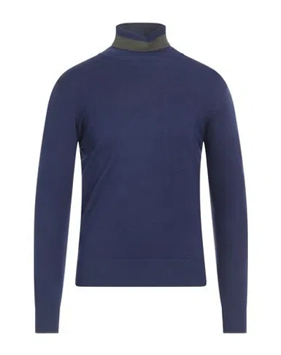 Invicta Man Turtleneck Navy Size Xxl Viscose, Nylon In Navy Blue