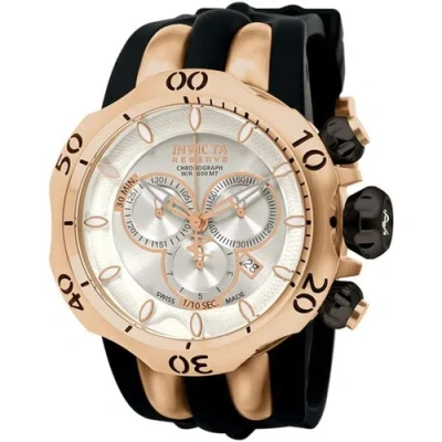 Pre-owned Invicta Men's 10832 Venom Reserve Chrono Blue Textured Dial Black Leather Watch