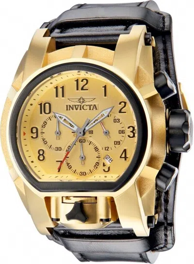 Pre-owned Invicta Men's 52mm Bolt Zeus Magnum Dual Time/movt Gold Dial Chronograph Watch
