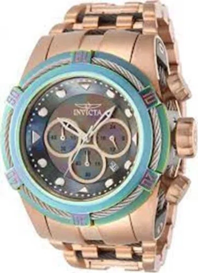 Pre-owned Invicta Men 53mm Bolt Zeus Iridescent Dial Golden Chronograph Quartz Watch 43355