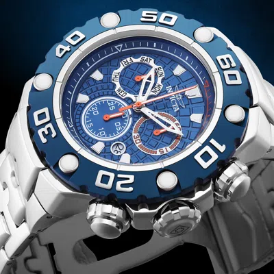 Pre-owned Invicta Men's 57mm Excursion Cobalt Blue High Polished Z60 Swiss Chrono Ss Watch
