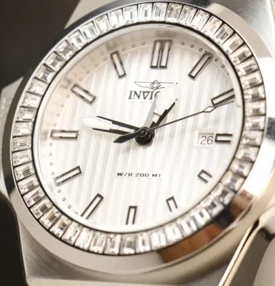 Pre-owned Invicta Men's 58mm Akula Silver Dial Crystal Accent Stainless Steel Watch 43381