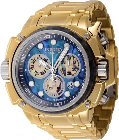 Pre-owned Invicta Men's Coalition Forces 60mm Chronograph Blue Dial Gold Steel Swiss Watch