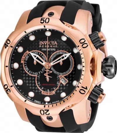 Pre-owned Invicta Men's Ed Venom Reserve Chrono Black Polyurethane Carbon Fiber Dial