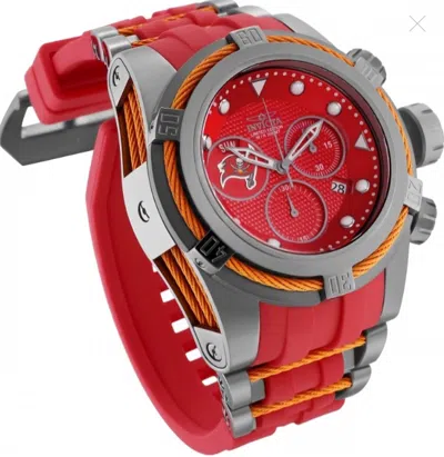 Pre-owned Invicta 52mm Bolt Zeus Nfl Official Tampa Bay Buccaneers Chrono Silicone Watch