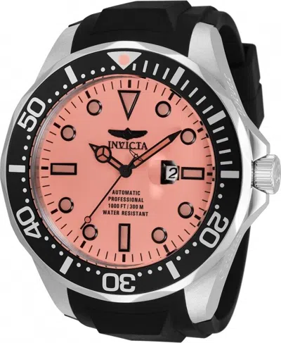 Pre-owned Invicta Men's Pro Diver 60 Mm Red Dial Black Polyurethane Band Automatic Watch