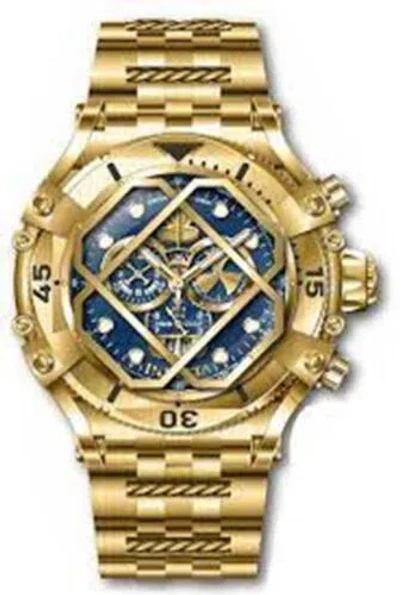 Pre-owned Invicta Men's Pro Diver Gold Blue Dial Chronograph Swiss Quartz Gold Watch 37175