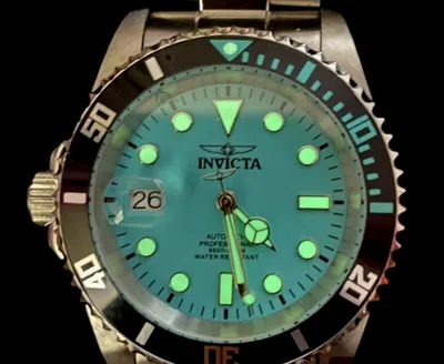 Pre-owned Invicta Men's Pro Diver Turquoise Dial Coin Edge Automatic Stainless Steel Watch