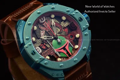 Pre-owned Invicta Men's Star Wars Boba Fett Multicolor Dial 52mm Brown Leather Watch 44298