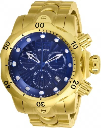 Pre-owned Invicta Men's Venom 53mm Chronograph Blue Dial Stainless Steel Band Swiss Watch