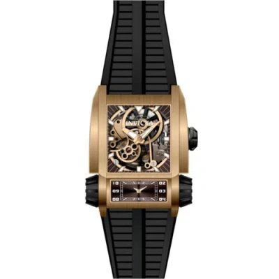 Pre-owned Invicta Men's Watch Akula Automatic Semi Skeleton Dial Black Rubber Strap 41728