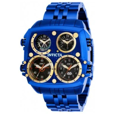 Pre-owned Invicta Men's Watch Aviator Chronograph Black Dial Blue Case Bracelet 35199