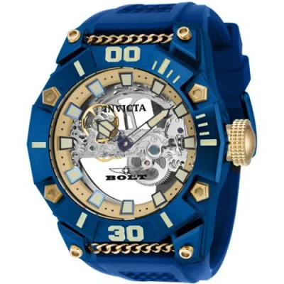 Pre-owned Invicta Men's Watch Bolt Automatic Blue/yellow Gold Case Silicone Strap 41676