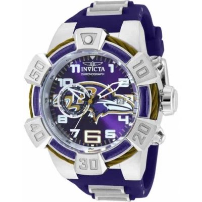 Pre-owned Invicta Men's Watch Nfl Baltimore Ravens Chrono White And Purple Strap 35786